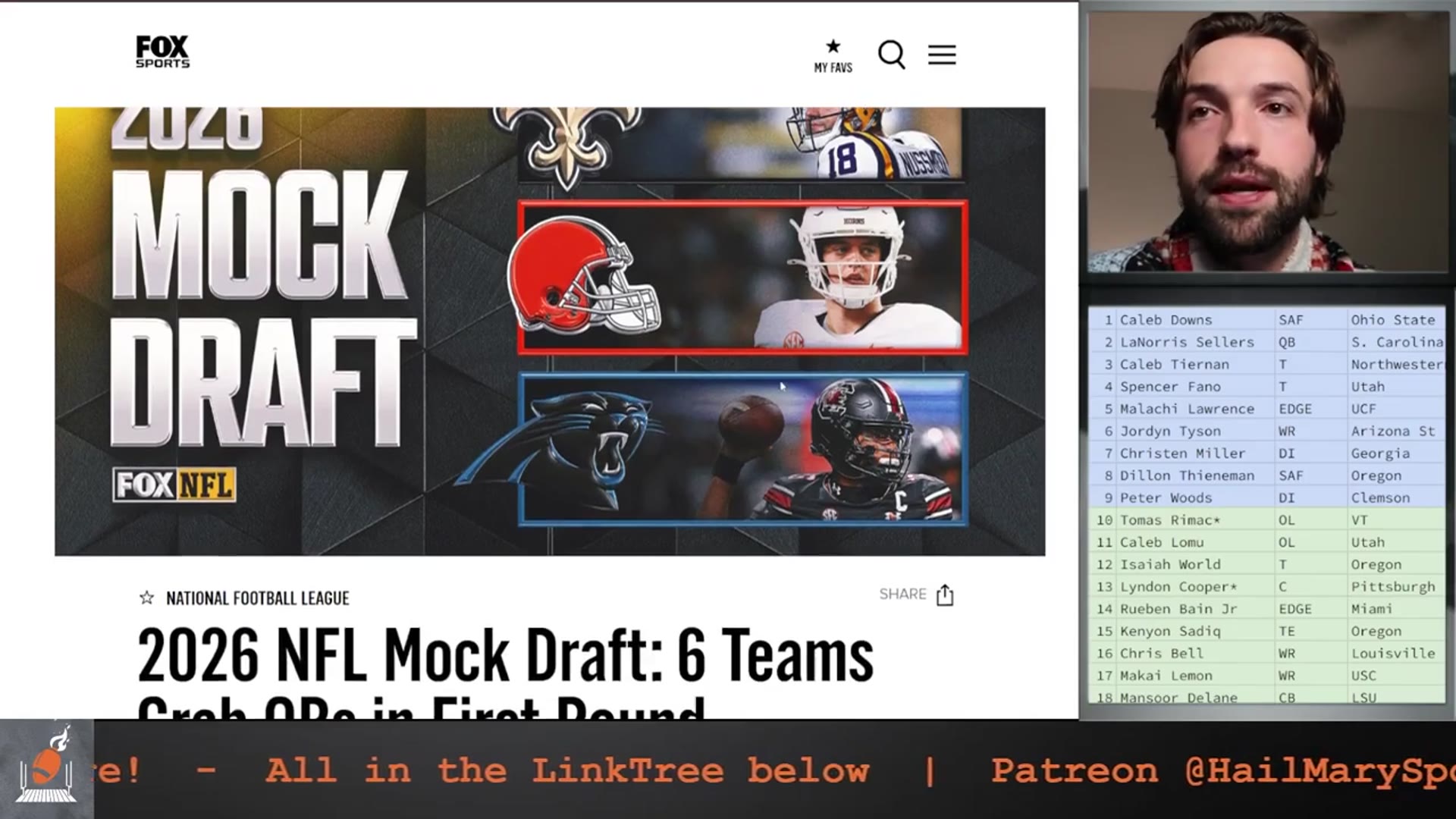 'Video thumbnail for FOX's 2026 NFL Mock Draft | Mock the Mock'
