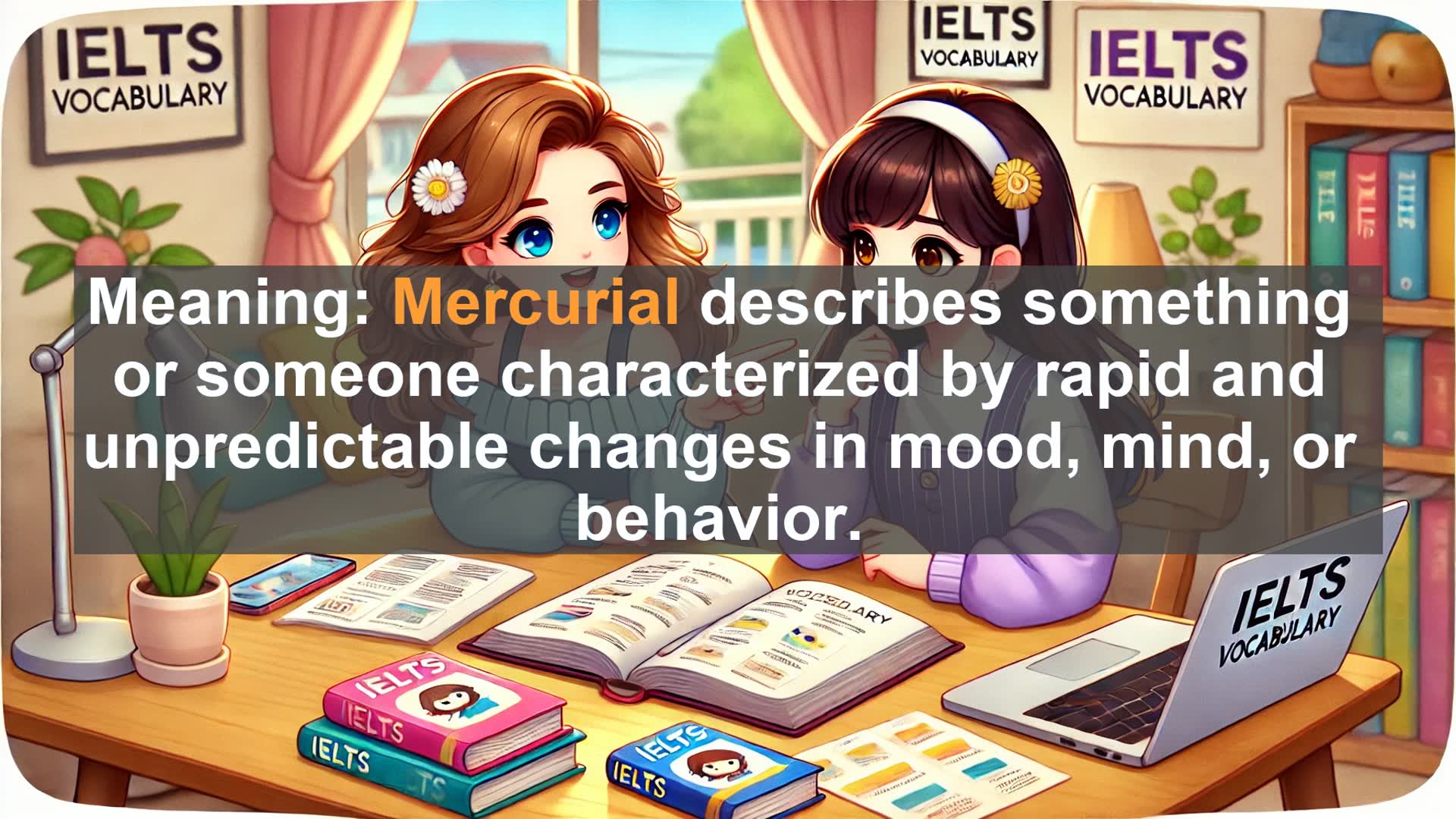 'Video thumbnail for 2000 Must Know IELTS 9.0 Vocabulary - Mercurial: Understanding the Word's Meaning and Usage'