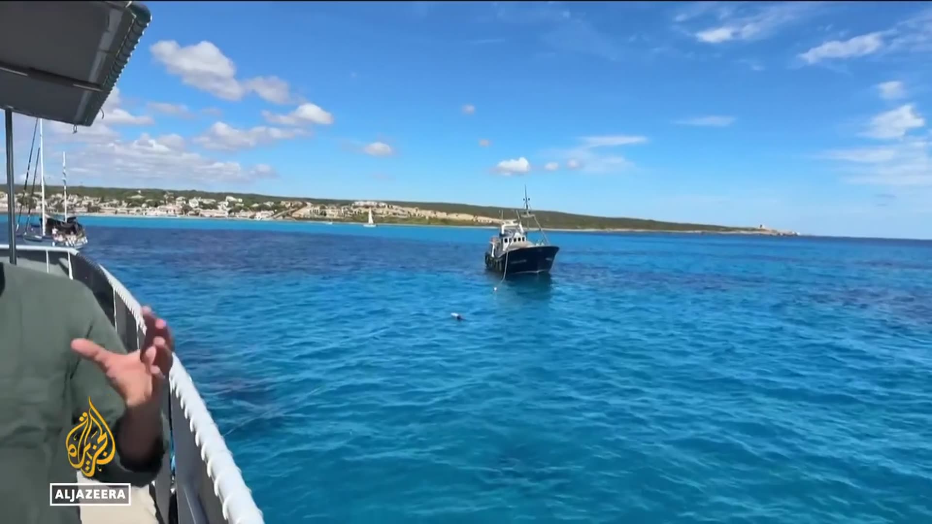 'Video thumbnail for Global Sumud Flotilla sails on towards Gaza, determined to break Israel’s illegal siege'
