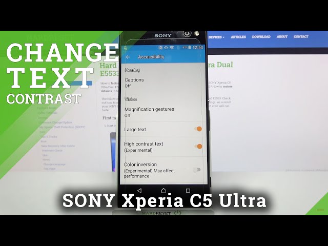 Video thumbnail for Turn On High Contrast Text – SONY Xperia C5 Ultra and Text Managing