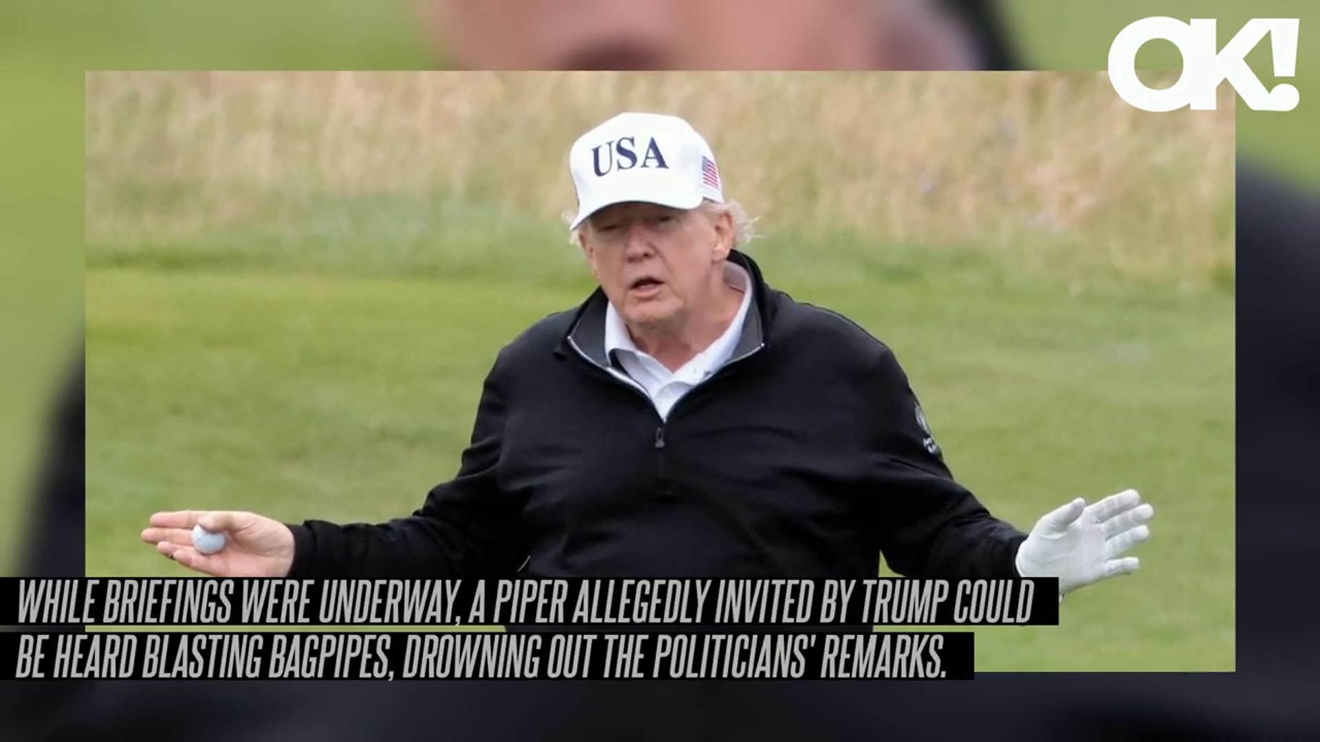 'Video thumbnail for Donald Trump Mocked After President Gets 'Drowned Out' by Bagpipes During Press Briefing in Scotland: Watch'