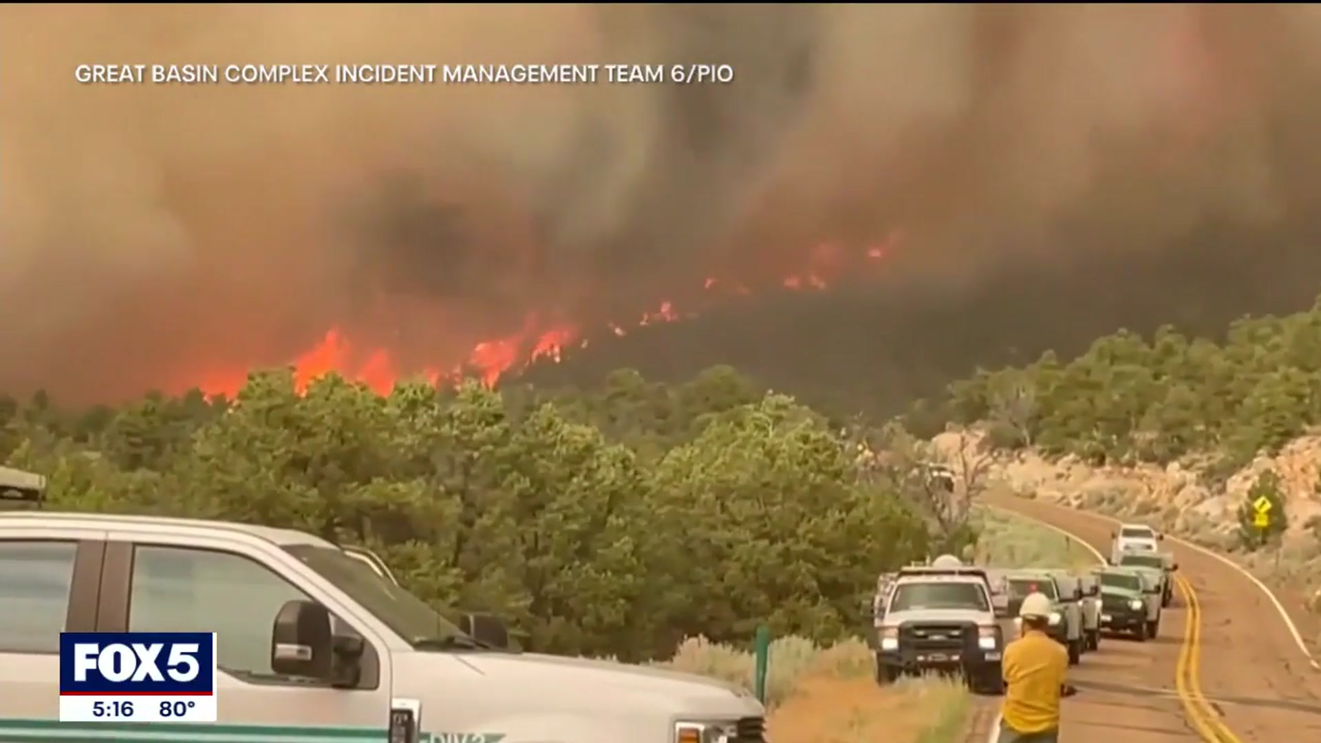 'Video thumbnail for Wildfires spread across Grand Canyon'