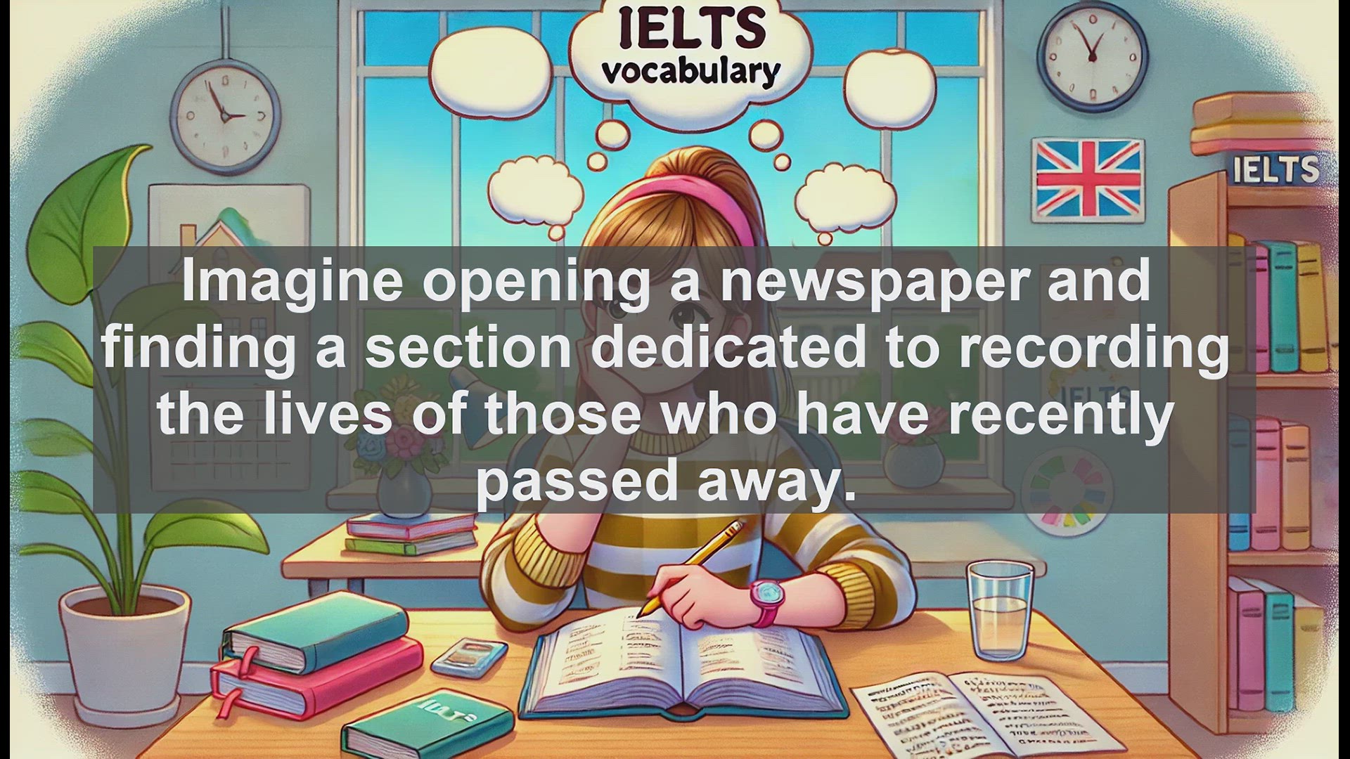 'Video thumbnail for 5000 Must Know IELTS 8.0 Vocabulary - What is Necrology? Understanding the Term for Death Records'