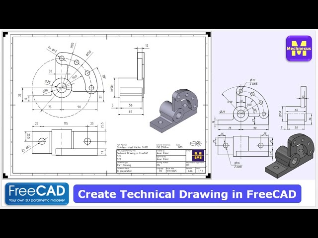Video thumbnail for FreeCAD Technical Drawing Tutorial | FreeCAD Tutorial | FreeCAD Drawing | Mechnexus |