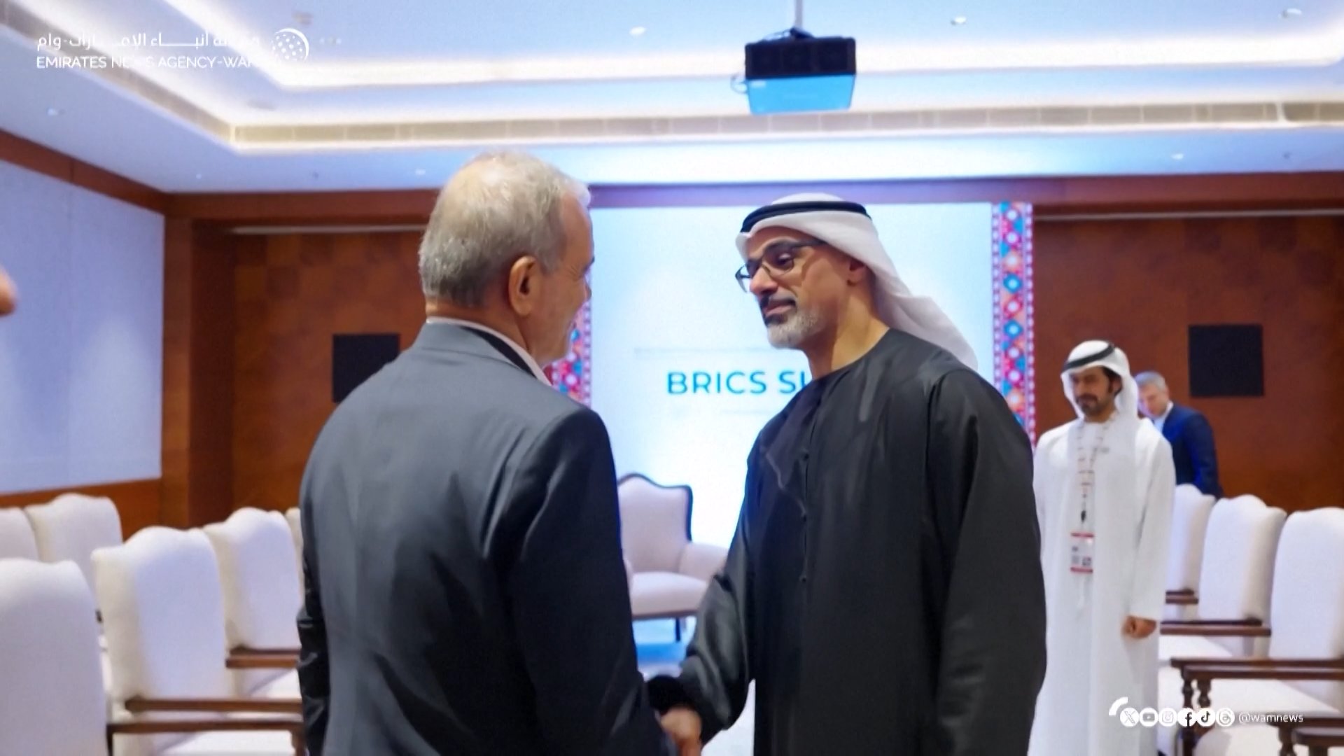 Video thumbnail for Iran, UAE hold first talks at BRICS summit since conflict began