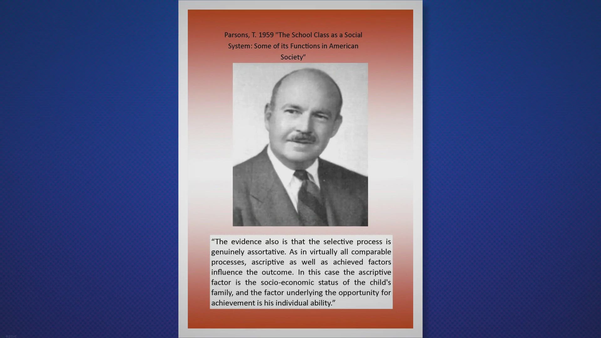 'Video thumbnail for Taclott Parsons’ Perspective on Education'