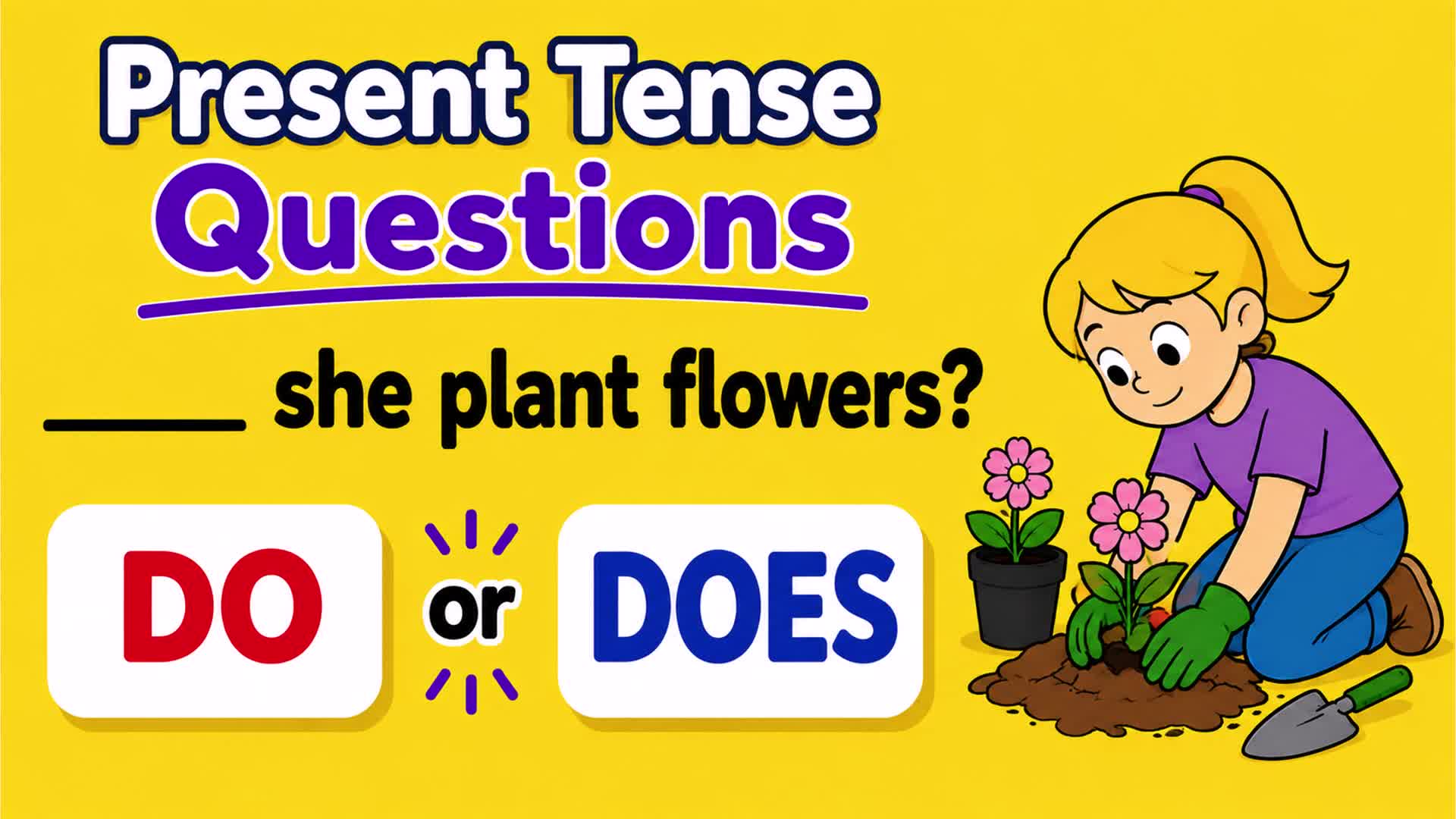 Video thumbnail for Present Tense Questions | Do vs. Does