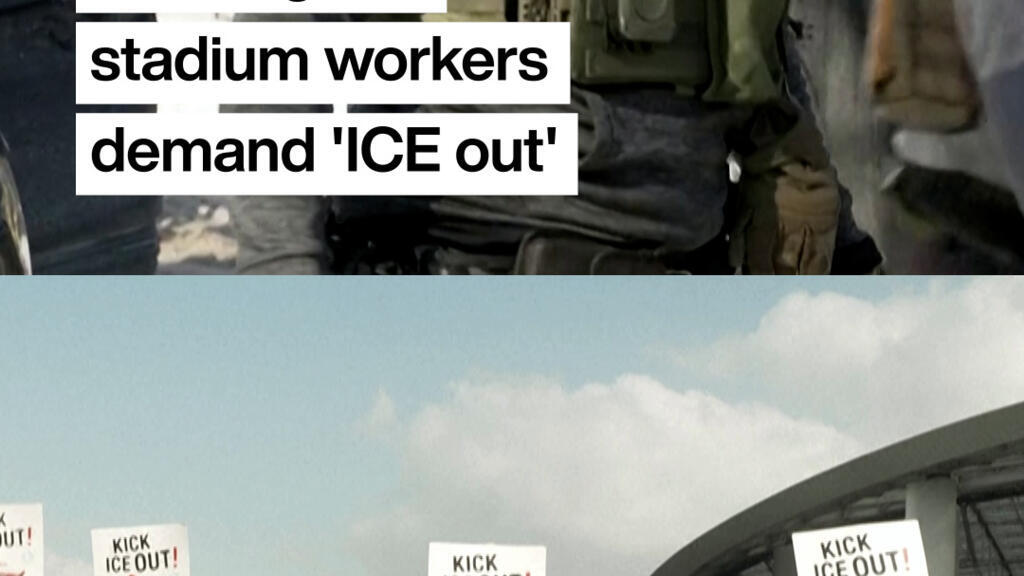 Video thumbnail for Los Angeles World Cup workers demand ‘ICE out’ during tournament