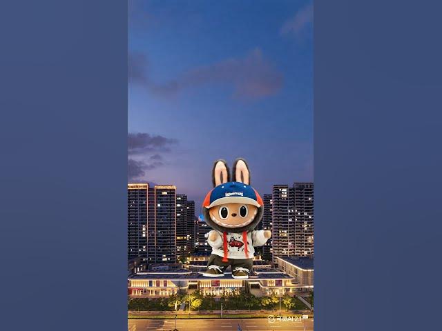 Video thumbnail for 高品质 街道车水马龙 天空有晚霞 拉布布跳首领之舞 天空变成夜晚 转过身