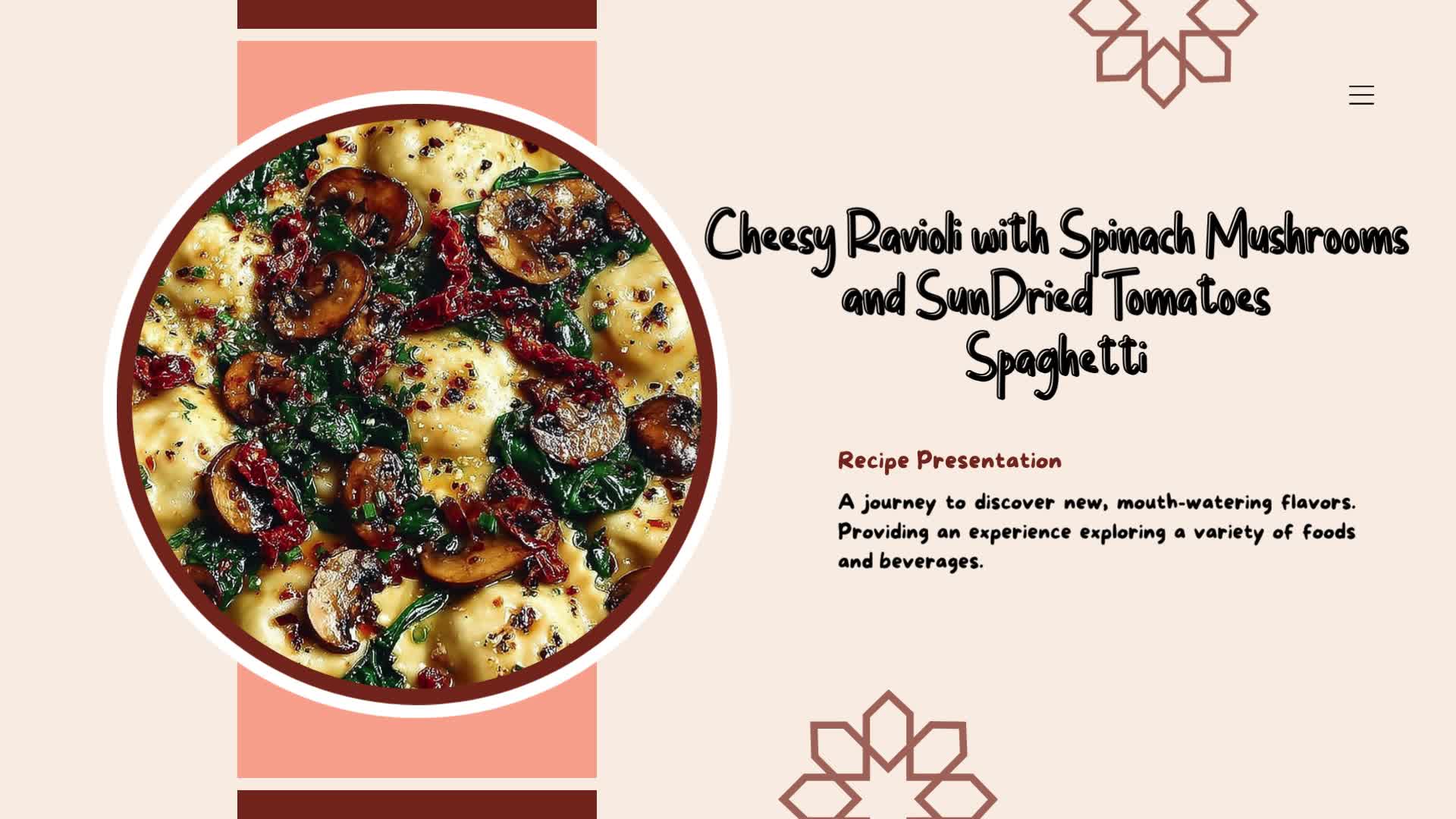 Video thumbnail for Cheesy Ravioli with Spinach, Mushrooms, and Sun-Dried Tomatoes