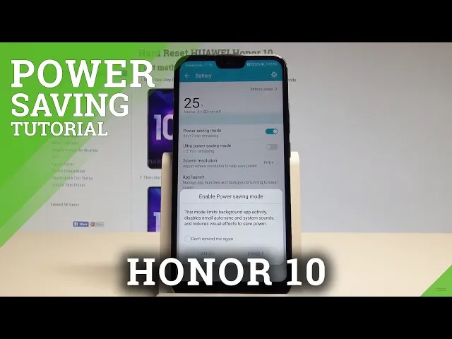 Video thumbnail for How to Battery Saver on Honor 10 - Power Saving Mode |HardReset.Info