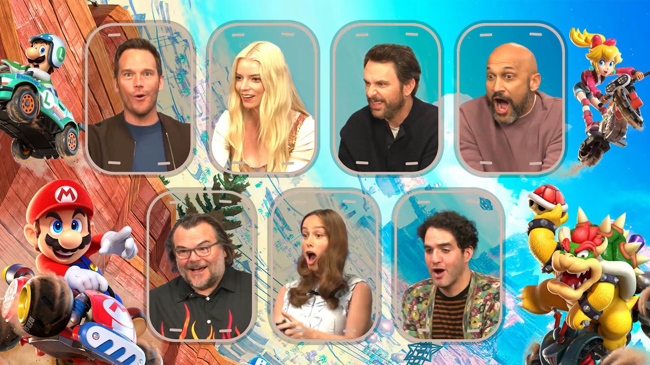 Video thumbnail for The Super Mario Galaxy Movie Cast Race Each Other in Mario Kart World