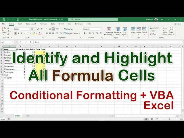 Video thumbnail for 2 Ways to Highlight Formula Cells in Excel - Using Conditional Formatting and VBA
