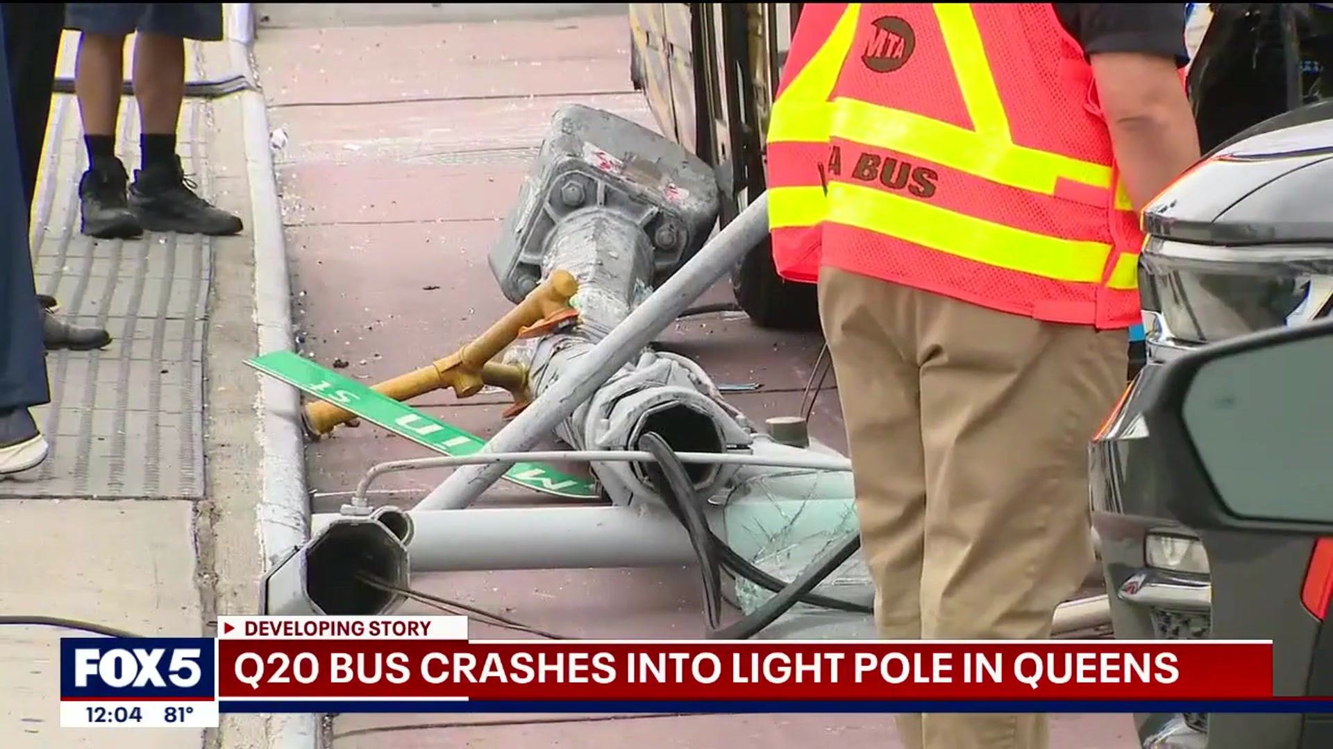 'Video thumbnail for Video shows bus crashing into light pole, injuring at least 7'