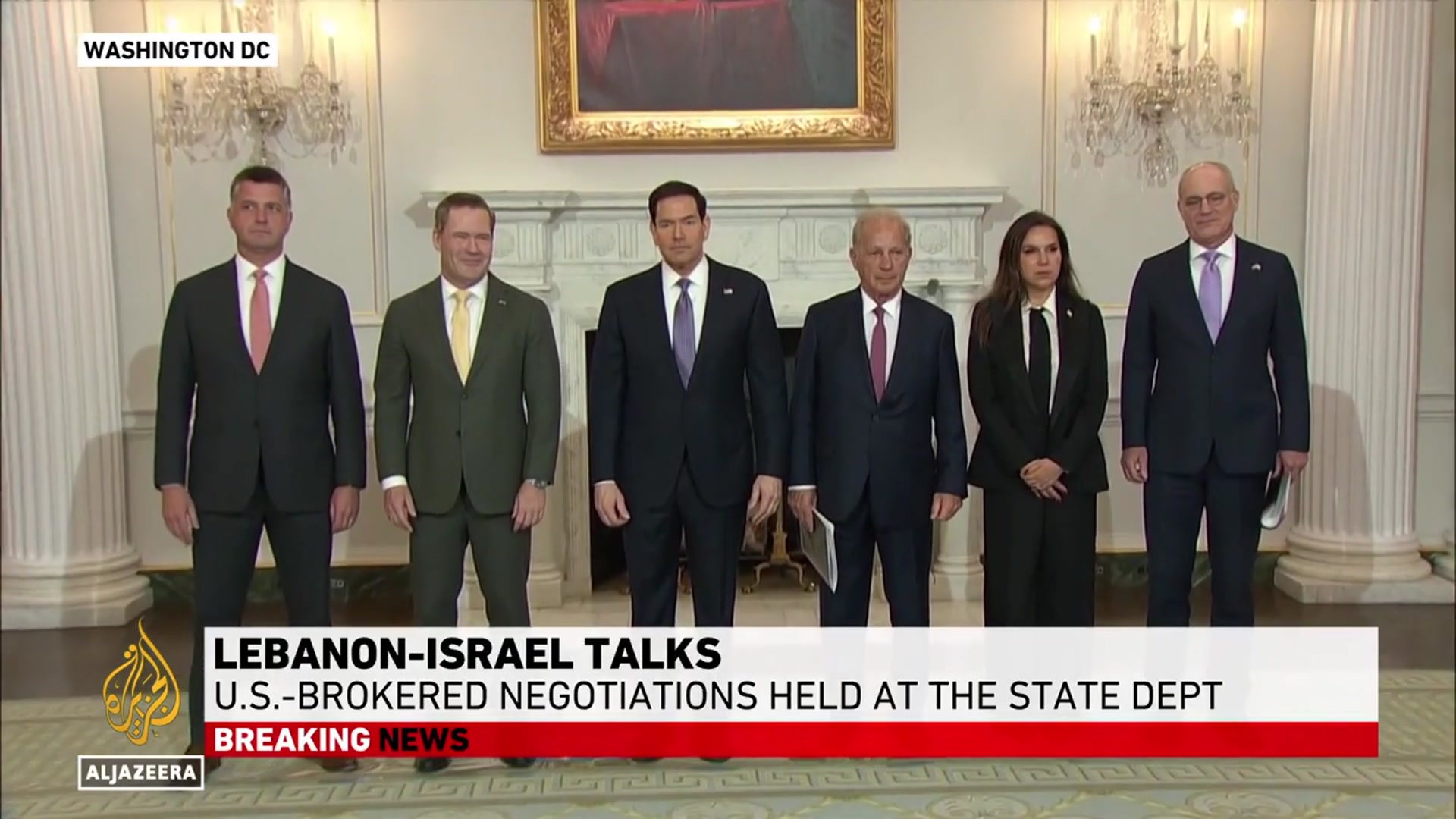 Video thumbnail for First round of direct Lebanon-Israel talks concludes in Washington, DC