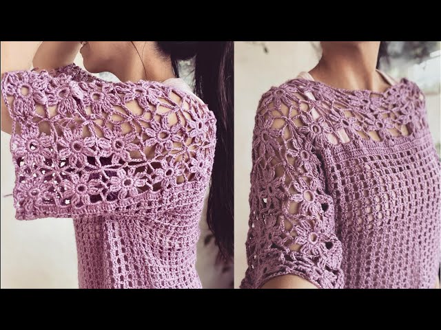Video thumbnail for Crochet easy one piece lace top. #crochetpattern #crochettops