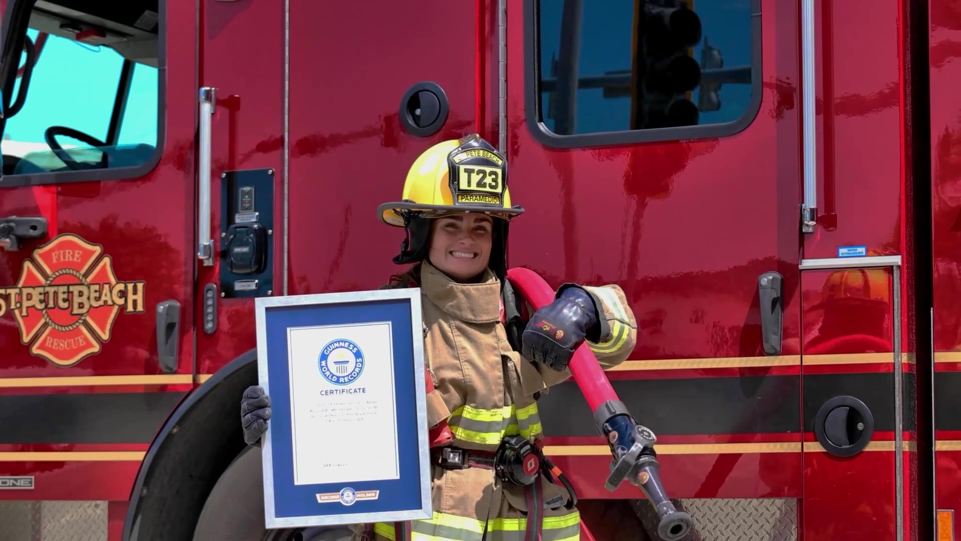 Video thumbnail for Shortest firefighter (female)