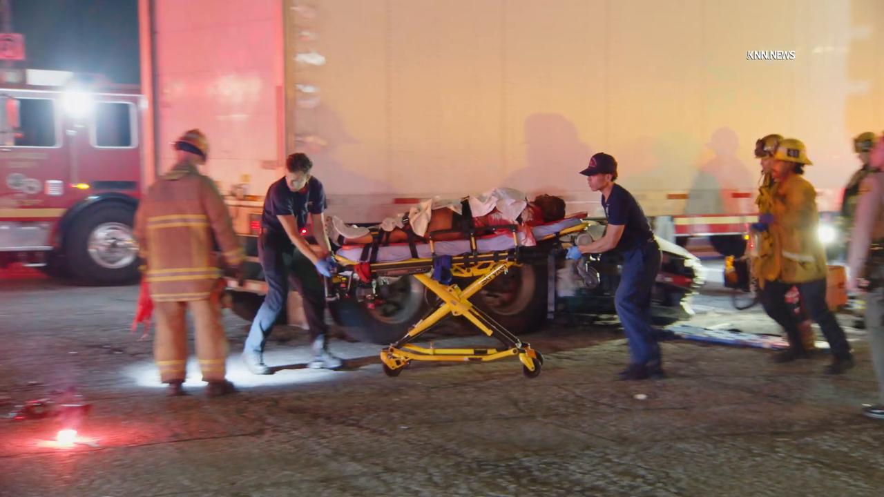 Video thumbnail for US, Los Angeles: Willowbrook Driver Killed After Car Gets Wedged Under Semi.