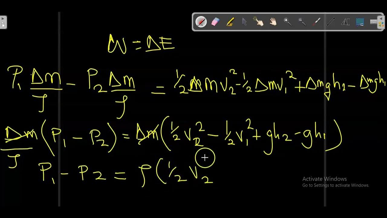 'Video thumbnail for Bernoulli's Theorem - Second video on how to derive bernoulli's equation (part 2)'