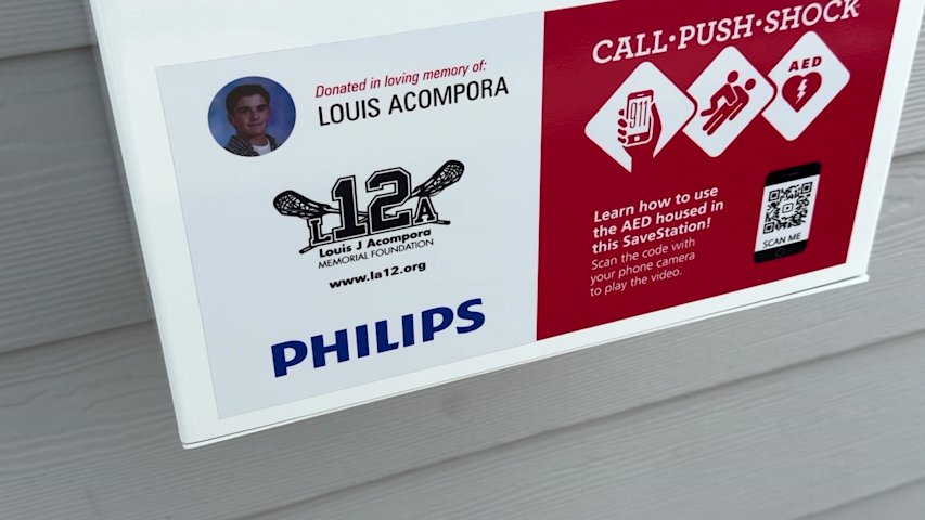 Video thumbnail for Farmingdale school unveils new AED station donated by Acompora Foundation