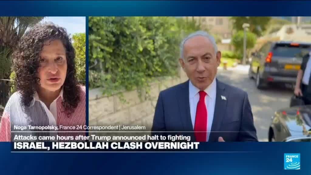 Video thumbnail for Israel, Hezbollah exchange fire despite Trump announcement