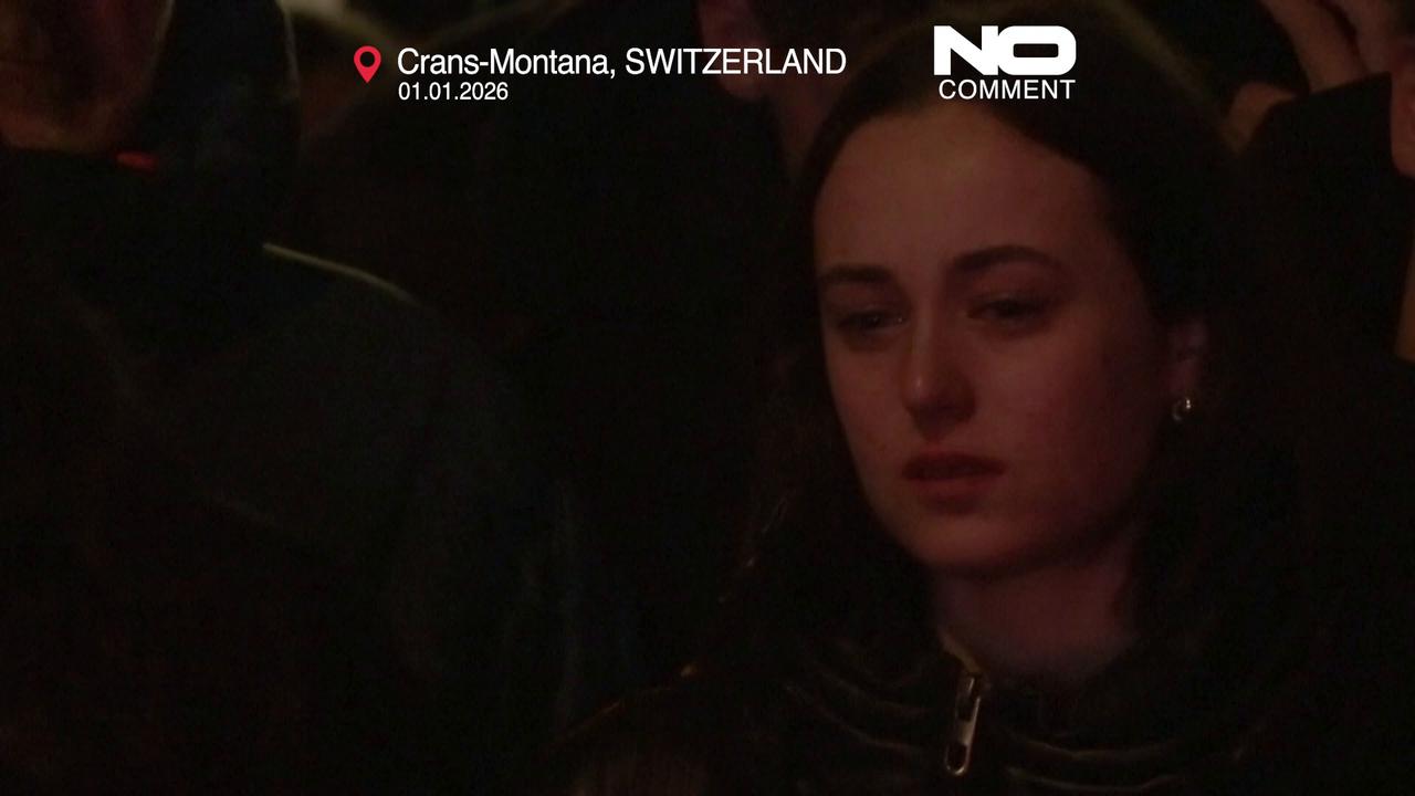 Video thumbnail for Crans-Montana: Mourners pay tribute after deadly fire at Swiss ski resort