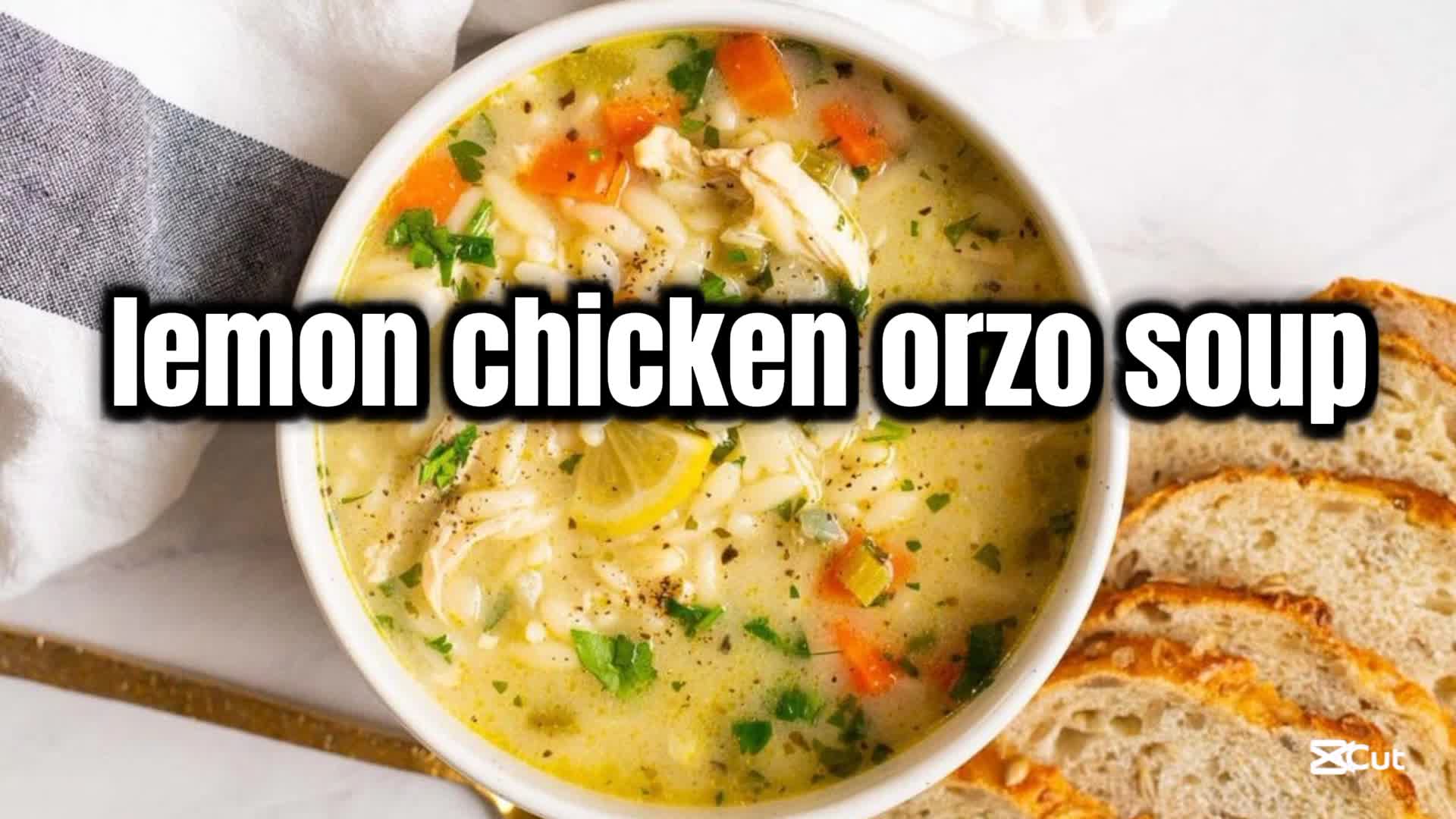 Video thumbnail for Homemade lemon chicken orzo soup recipe