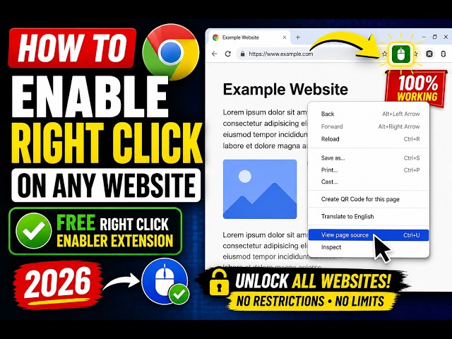 Video thumbnail for How to Enable Right Click on Any Website in Chrome – FREE Right Click Enabler Extension 2026