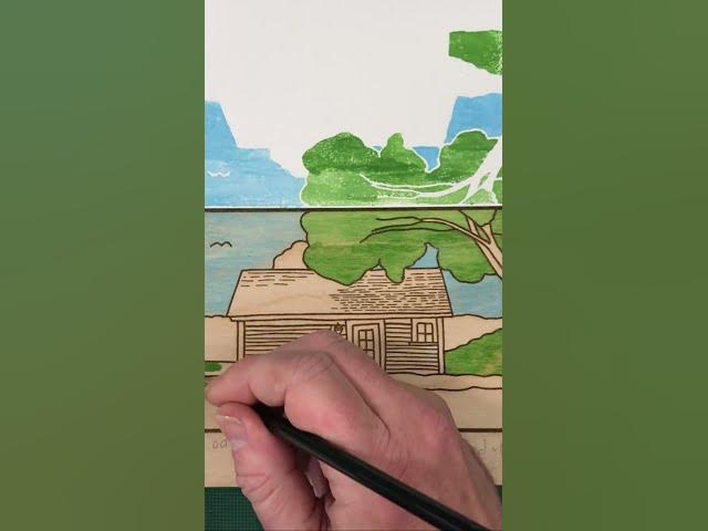 Video thumbnail for Painting a watercolor wood block print 🎨 Provincetown Print ⏰ Time Lapse