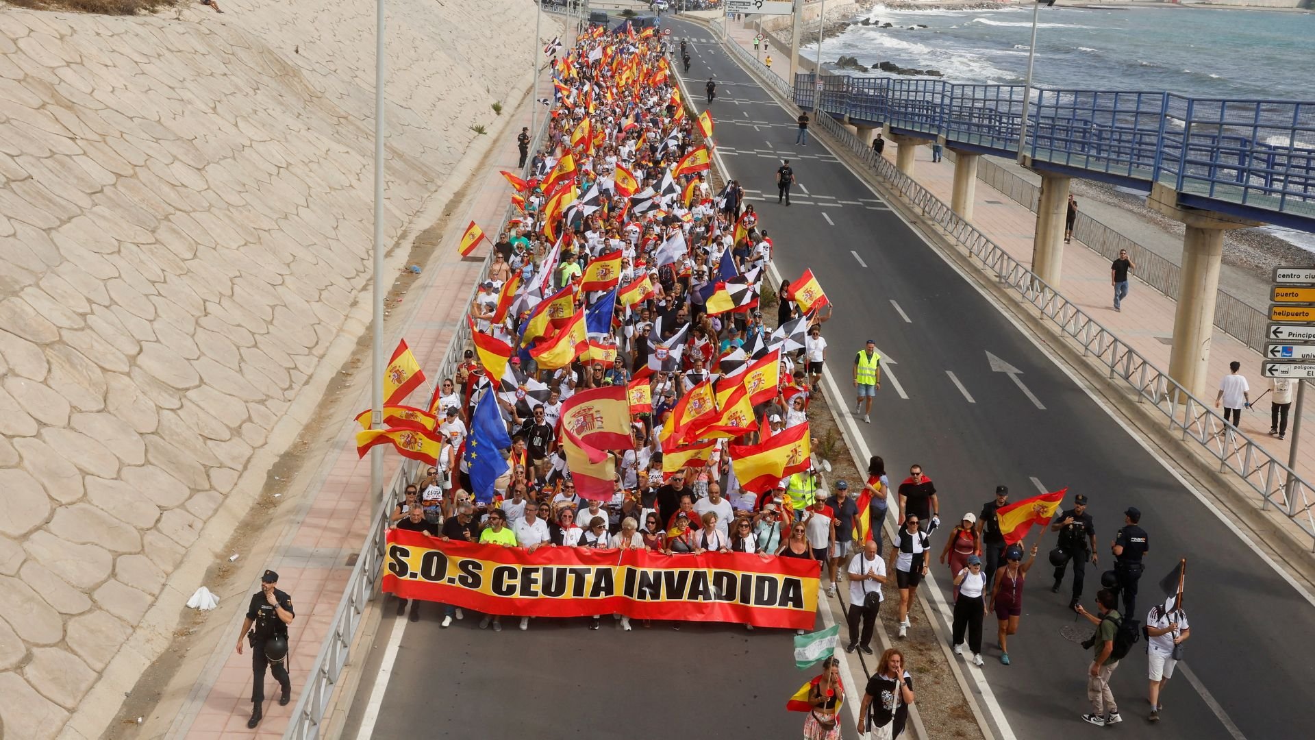 Video thumbnail for Spain's Ceuta residents protest as thousands of migrants remain stranded