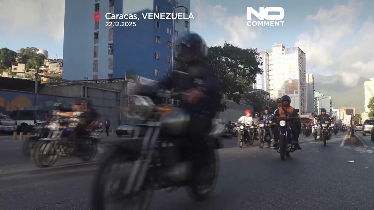 Video thumbnail for Venezuela: government supporters stage motorbike rallies in Caracas over US interference