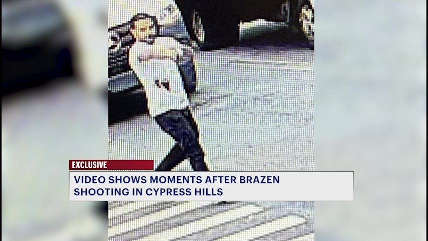 Video thumbnail for Police search for gunman who shot and injured man inside Cypress Hills deli