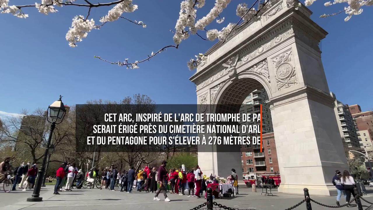 Video thumbnail for L'arc de triomphe de Donald Trump devrait abriter des drones et des tireurs d'élite.
