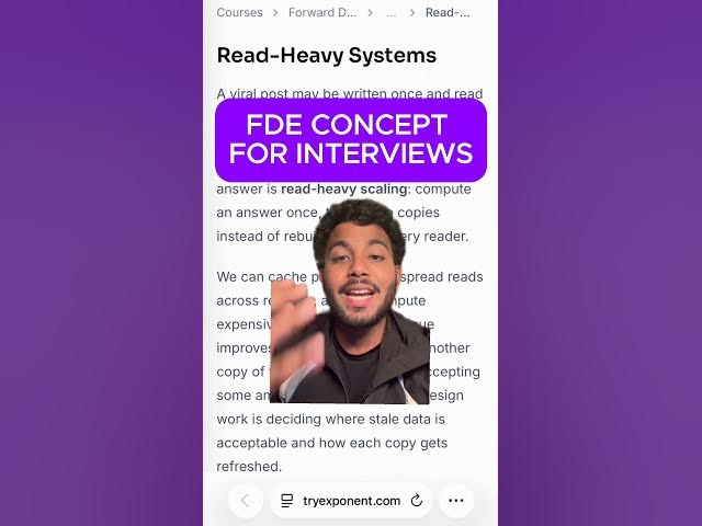 Video thumbnail for Here’s a FDE concept asked at big tech interviews!