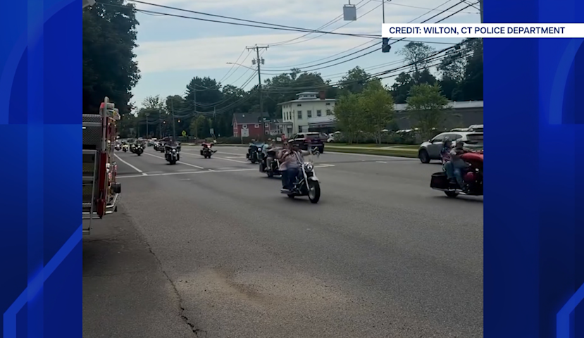 Video thumbnail for Hundreds ride through Wilton to honor Sept. 11 victims and first responders