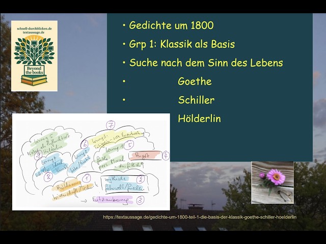 Video thumbnail for 10 Gedichte um 1800 - Sinn des Lebens? So fanden Goethe, Schiller und Hölderlin ihn !