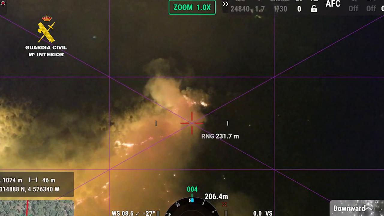Video thumbnail for Spain: Aerial footage captures wildfire burning in Spain's Avila province.