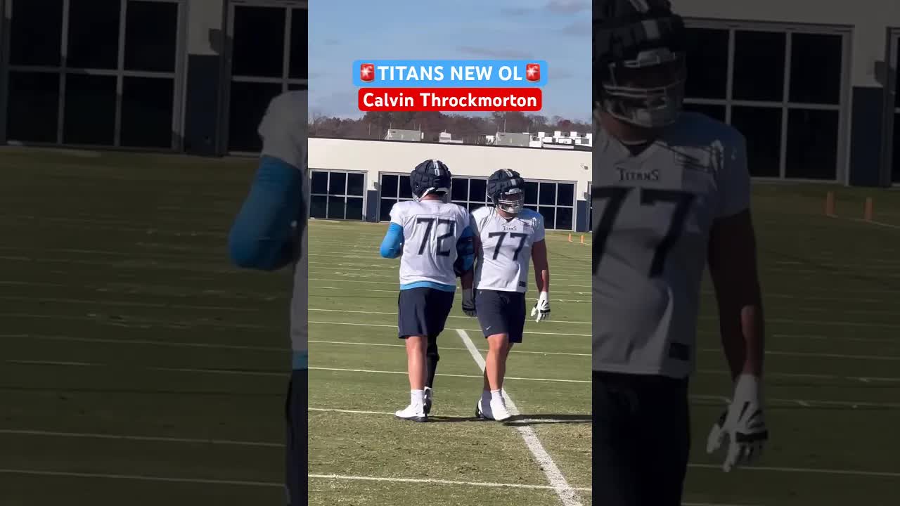 Video thumbnail for New #Titans OL Calvin Throckmorton getting busy during his first practice! #titanup #shorts #nfl