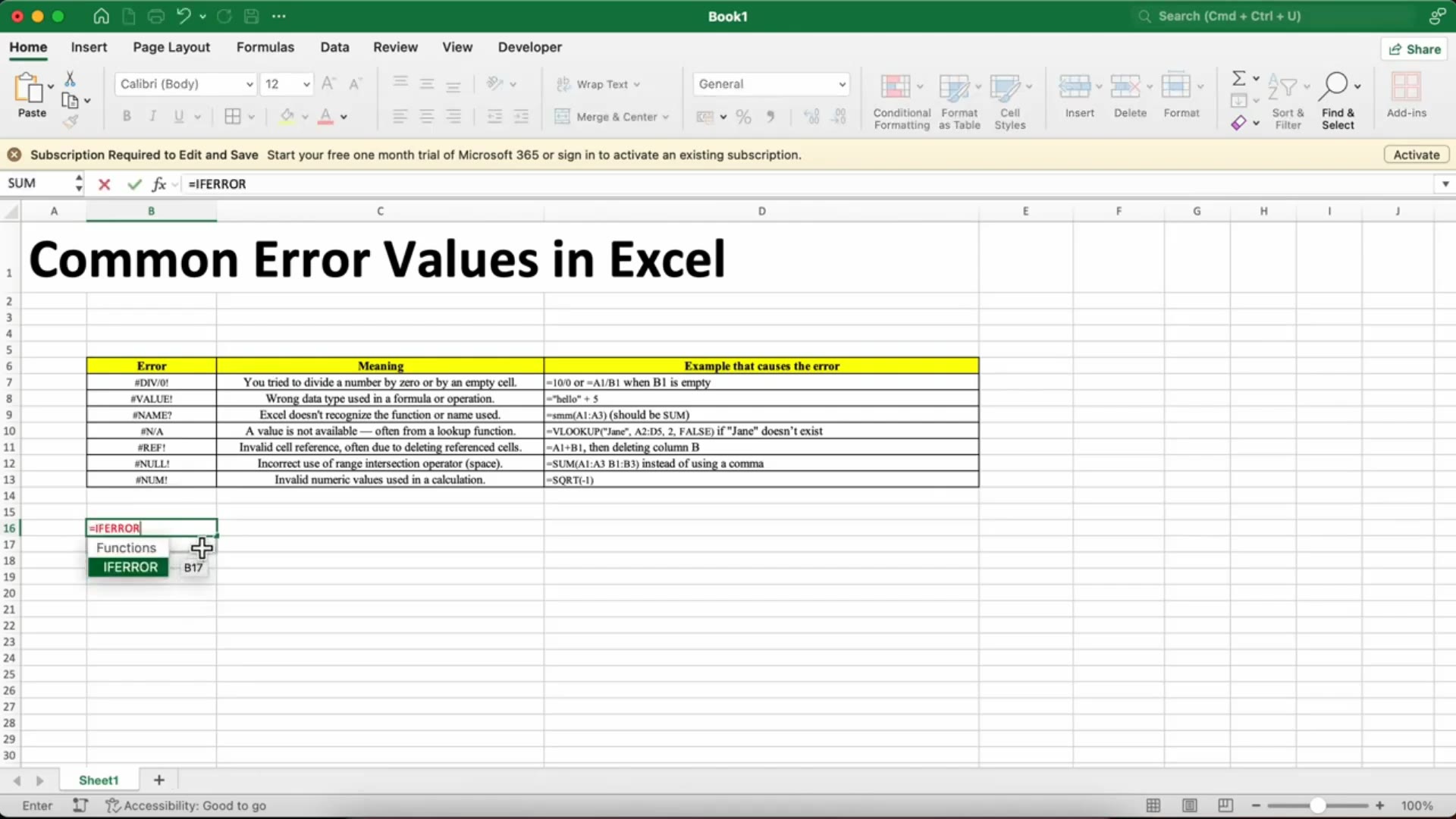 'Video thumbnail for 🔧 Excel 365 Fix Common Errors Like #DIV0! Easily'