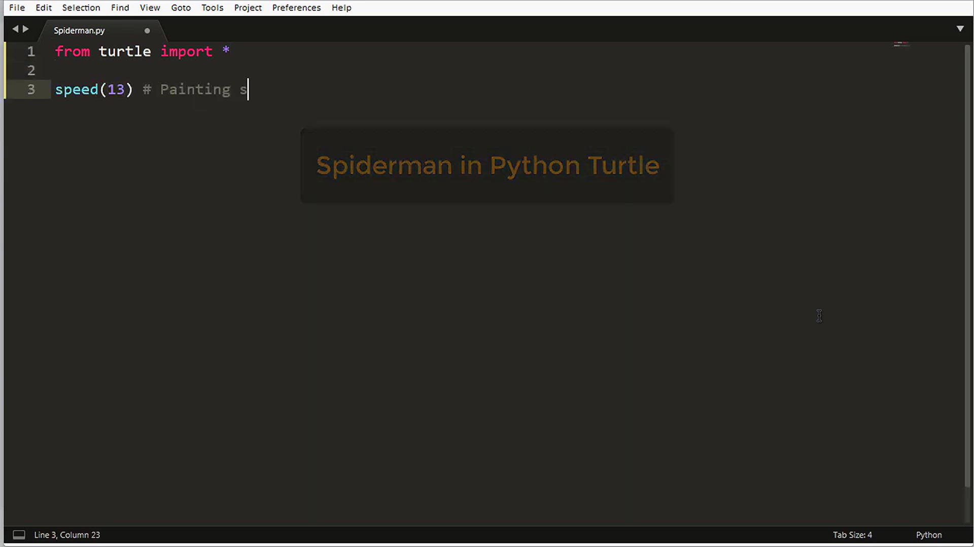 'Video thumbnail for python turtle graphics _ python turtle animation _ how to draw spiderman'