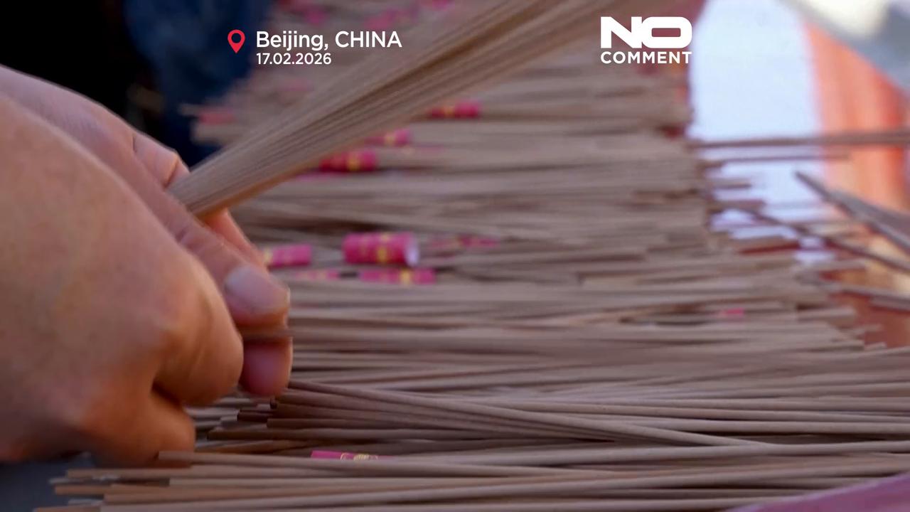 Video thumbnail for China marks Lunar New Year with temple visits and traditional prayers