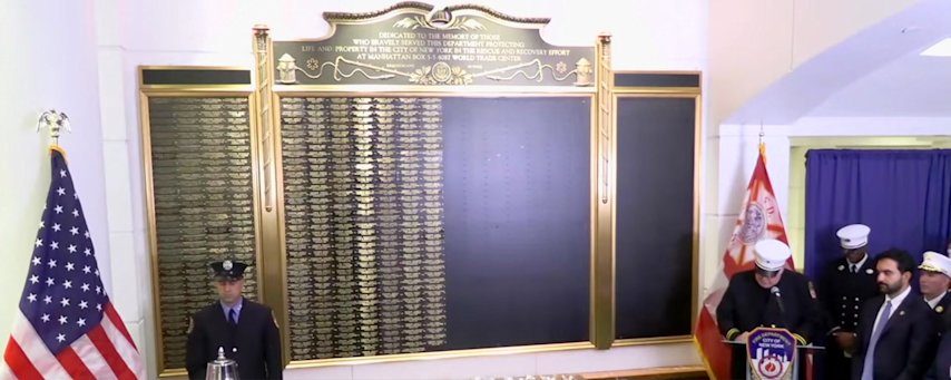 Video thumbnail for 36 new names added to FDNY’s World Trade Center Memorial Wall in Brooklyn