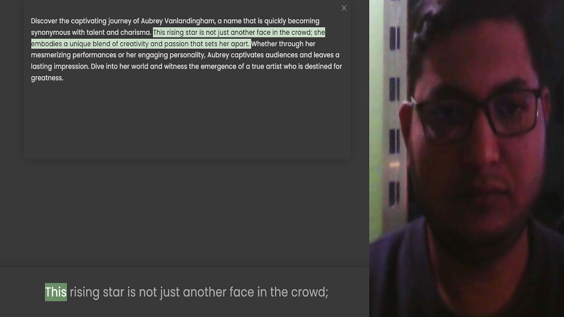 Video thumbnail for Discover the captivating journey of Aubrey Vanlandingham, a name that is quickly becoming synonymous with talent and charisma. This rising star is not just another face in the crowd; she embodies a unique blend of creativity and passion t