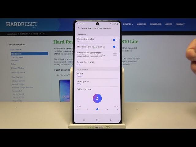 Video thumbnail for How to Change Selfie Video Size of Screen Recorder in SAMSUNG Galaxy S10 Lite