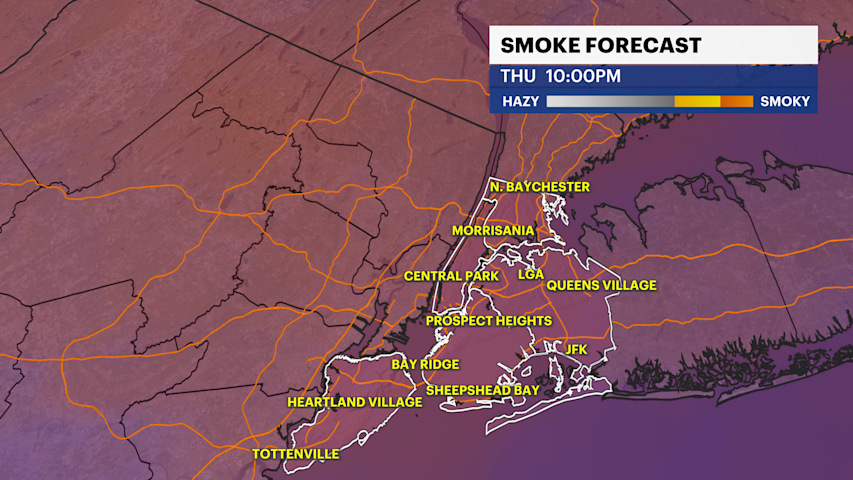 Video thumbnail for Smell smoke? Canadian wildfire affects air quality in the city Thursday