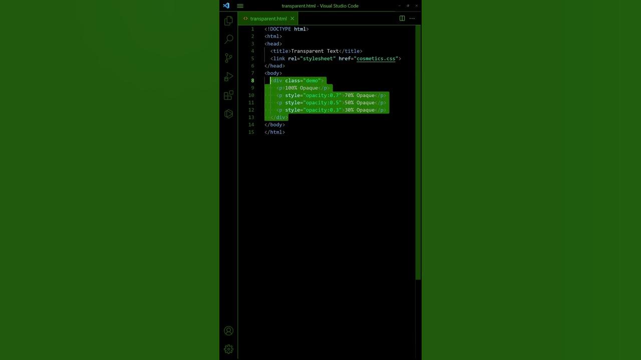Video thumbnail for Transparent Text In HTML CSS #coding #html #css