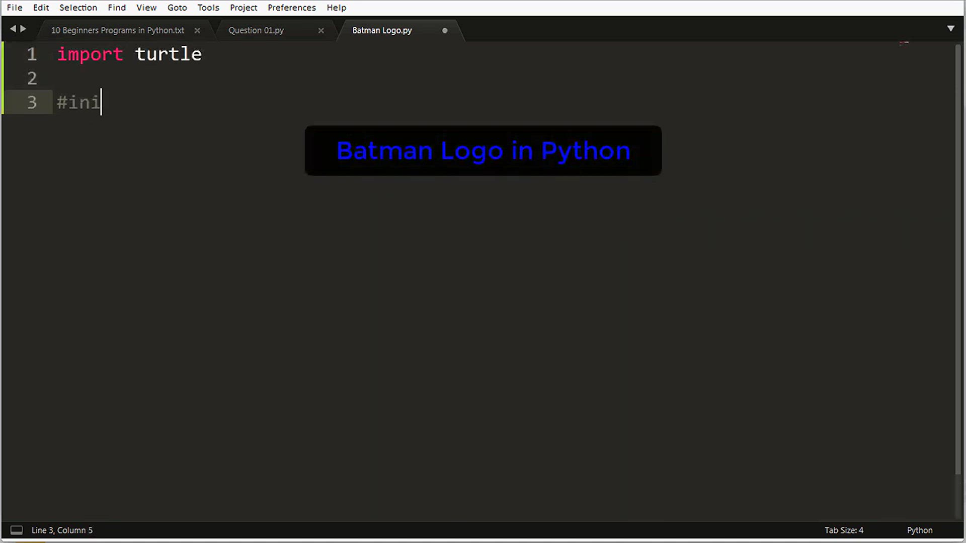 'Video thumbnail for Draw Batman Logo with Python Turtle !'
