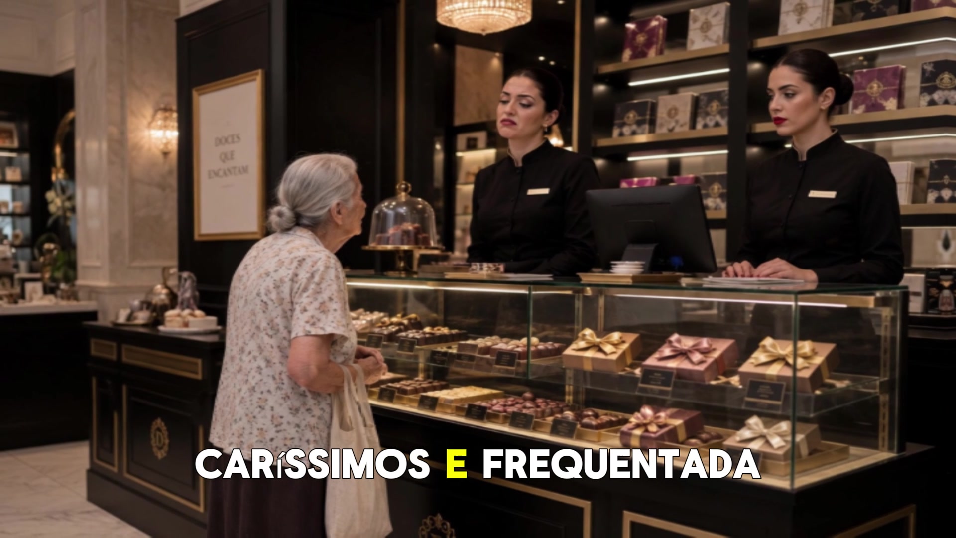 Video thumbnail for ATENDENTE HUMILHA IDOSA SIMPLES EM DOCERIA DE LUXO… SEM SABER QUE ELA ERA A DONA DE TUDO