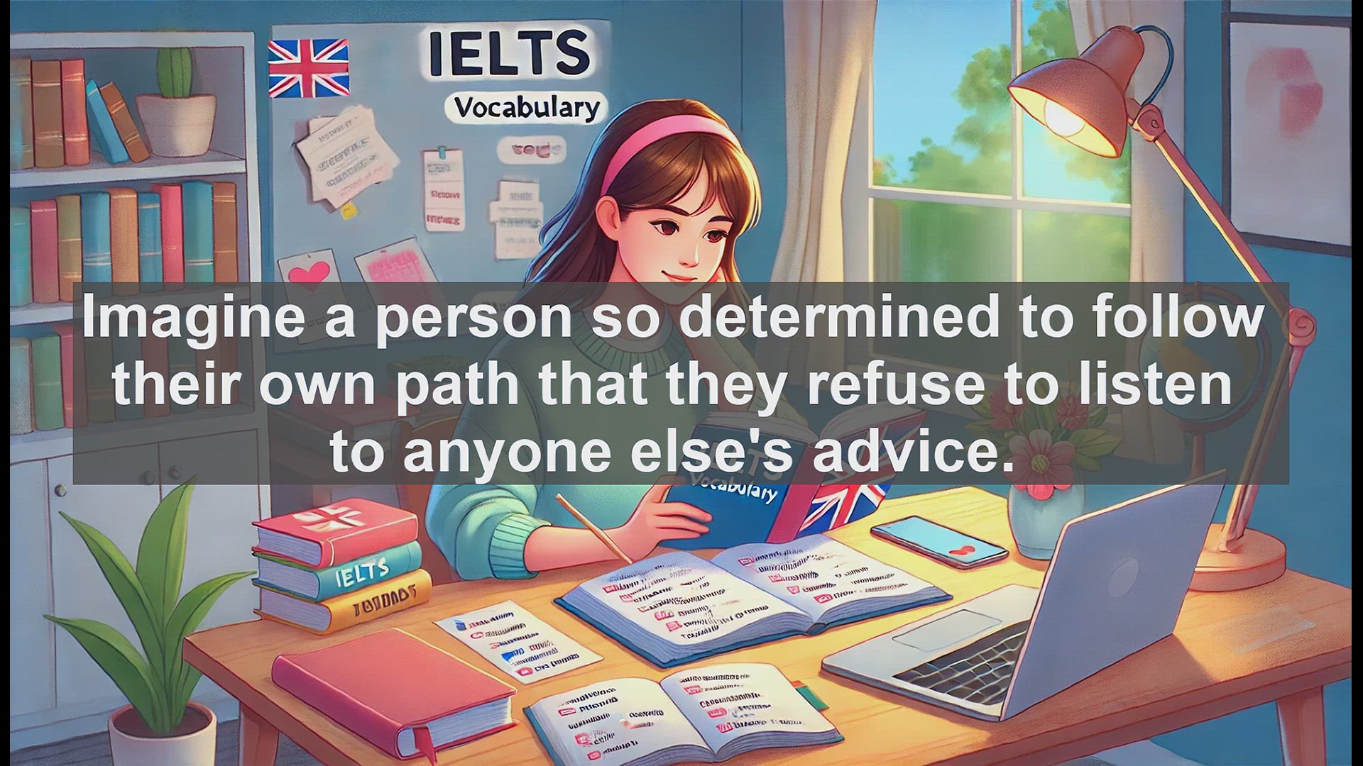 'Video thumbnail for 2000 Must Know IELTS 9.0 Vocabulary - Headstrong: The Double-Edged Sword of Unwavering Self-Reliance'