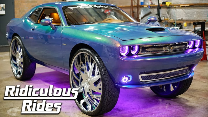 Video thumbnail for Customized Dodge Challenger Boasts MASSIVE 34-Inch Rims